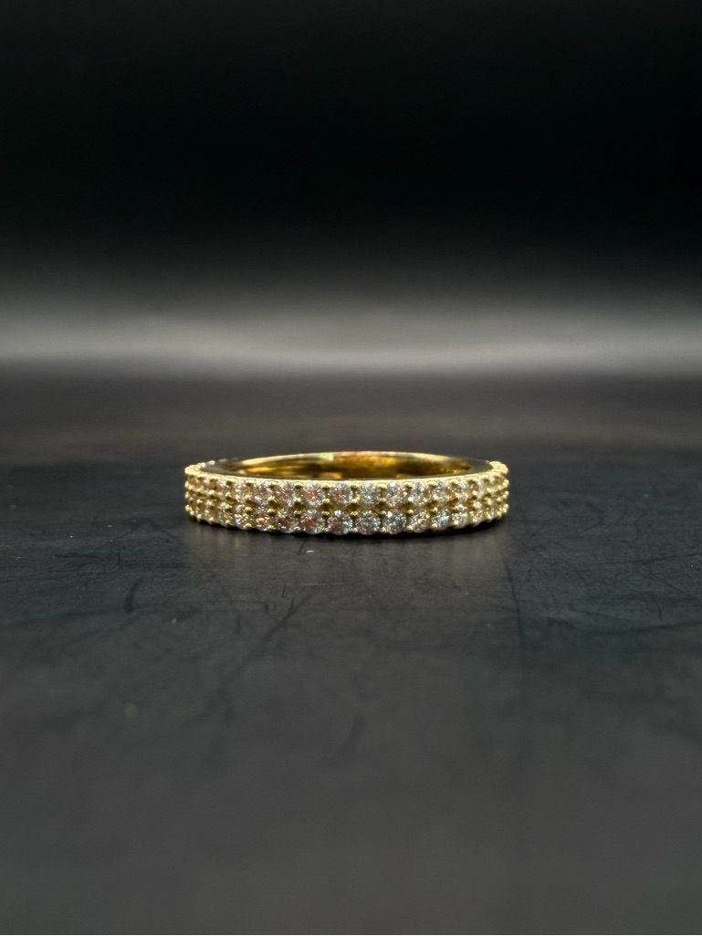 14k Real Solid Gold New Half Eternity Ring Sz 7 3.3mm Dainty Stackable Band